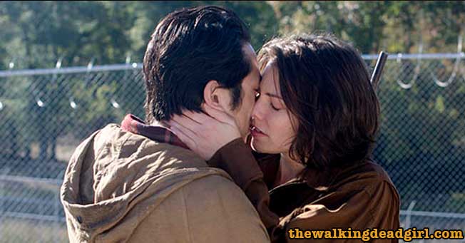 Glenn and Maggie kiss after getting married