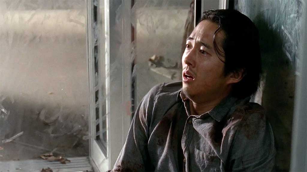 Glenn (Steven Yeun) - dealing with a tragic death.