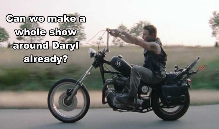Daryl Dixon rides Motorcycle